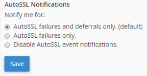 اعلان های cPanel AutoSSL
